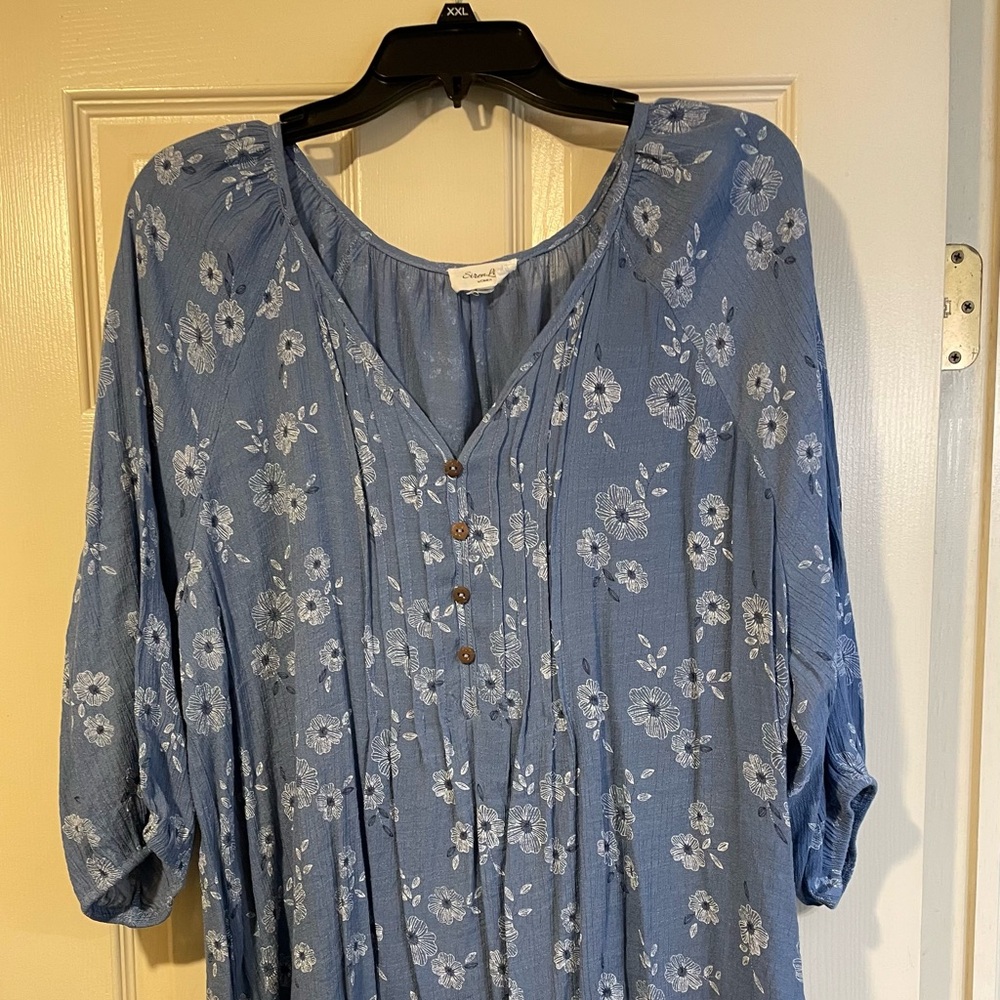 Siren Lily Blue Floral Blouse